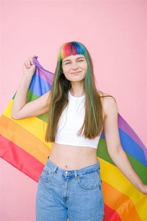 Download Lesbian Girl With Rainbow Bangs Wallpaper