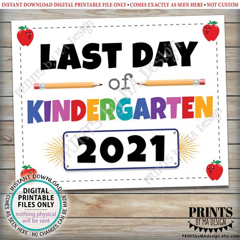 day  kindergarten sign printable