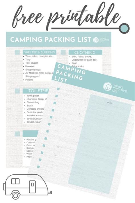 camping packing list printable
