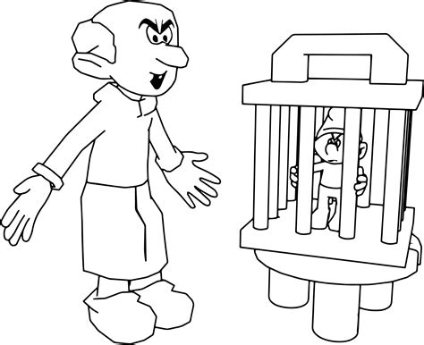 gargamel catched smurf picture coloring page wecoloringpagecom