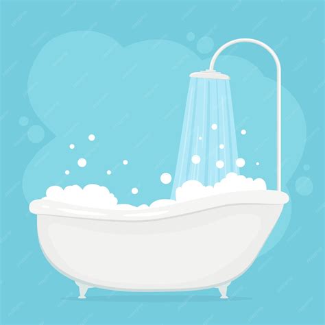premium vector white bathtub with shower in bathroom vintage bath