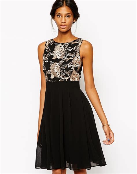 lyst little mistress prom dress with metallic floral