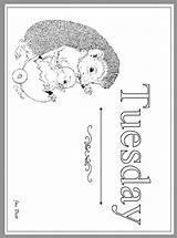Week Days Tuesday Coloring Janbrett Click Subscription Downloads Century Hedgie sketch template
