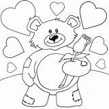 Teddy Coloring Bear Roses Pages Rose Heart Valentines Valentine Hearts Drawing Bears Color Characters Holding Drawings Friends sketch template