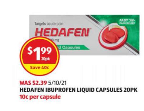 hedafen ibuprofen liquid capsules offer  aldi cataloguecomau
