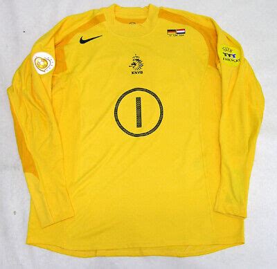 holland gk yel ls  van der sar player issue euro   germany jersey ebay