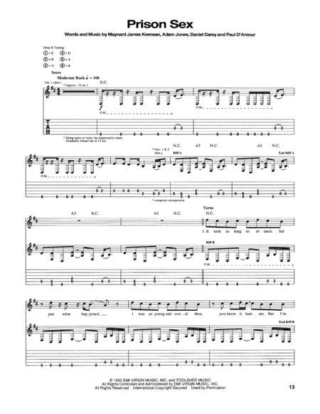 prison sex by tool tool digital sheet music for guitar tab download
