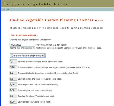 fall planting calendar skippys vegetable garden