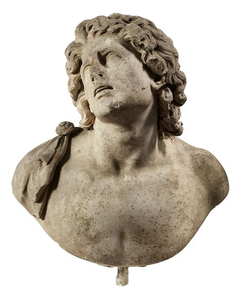 monumental white marble bust  alexander  great late