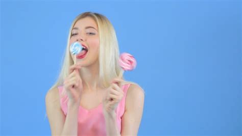 Red Female Woman Mouth Lips Sexy Suck A Lollipop Erotic