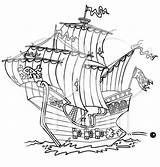 Coloring Ship Canon Pirate Firing Designlooter sketch template