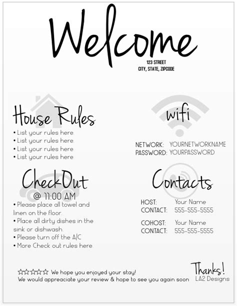 airbnb pages quick  guide fillable  editable airbnb wifi