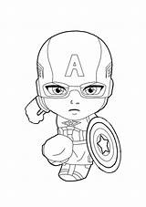 America Captain Coloring Pages Chibi Printable Color Marvel Little Superheroes sketch template