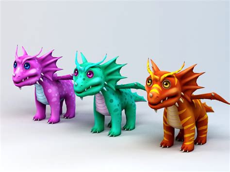 cute anime dragons  model object files   modeling   cadnav