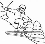 Skiing Hiver Saut Coloriages Coloringsky Loisirs Jumping sketch template