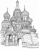Coloring Cathedral Moscow Saint Pages St Basils Russia Basil Coloringpagesfortoddlers Colouring Disimpan Dari sketch template
