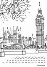 Kolorowanka Bigben Besuchen Favoreads Leerlo Londres Designlooter Londyn sketch template