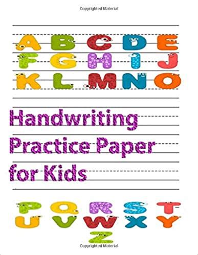 handwriting practice paper  kids blank  page dotted  sheet