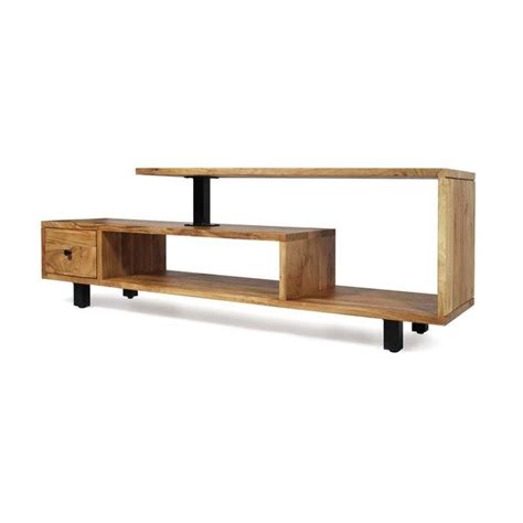 meuble tv asymetrique bois  metal  tiroir ne bois   meubles la redoute meuble
