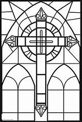Glass Stained Coloring Cross Pages Medieval Getcolorings Getdrawings Choose Board sketch template
