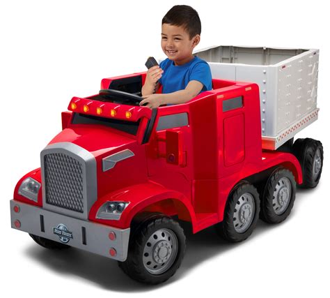 semi truck  trailer ride  toy  kid trax red rig walmartcom