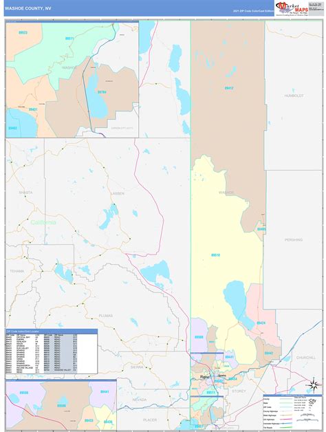 washoe county nv wall map color cast style  marketmaps mapsalescom