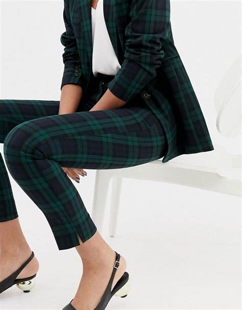 mango blue and green plaid pants two piece in navy 60 00