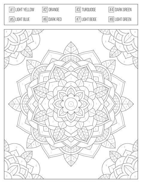 color  numbers printable coloring book  adults teens etsy