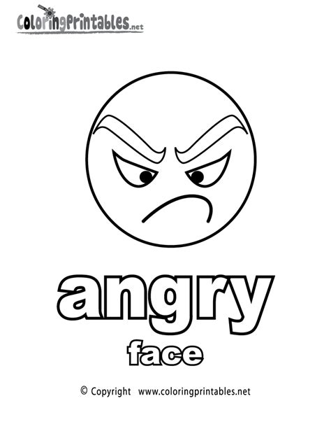 learning adjectives angry face coloring page printable feelings