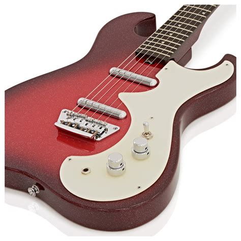 silvertone  electric guitar red sparkle metallic  gearmusic