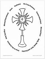 Catholic Eucharist Coloring Adoration Pages Activities Monstrance Communion Crafts First Craft Monstrances Children Sacrament Google Activity Symbols Blessed Grade Names sketch template