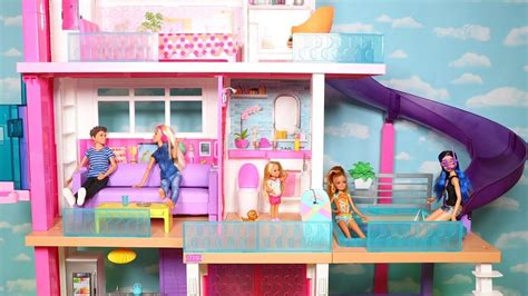 barbie dreamhouse adventures dollhouse unboxing setup barbie plays