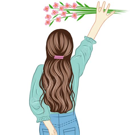 A Pretty Girl Holding Flowers Pretty Girl Faceless Art Holding