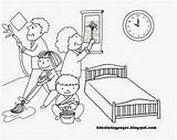Cleaning Coloring House Pages Clean Family Drawing Courtroom Bedroom Clipart Color Printable Time Drawings Famil Activity Print sketch template
