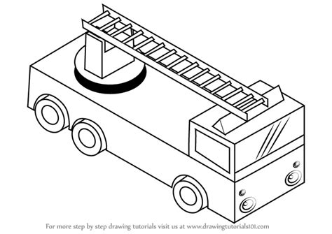 learn   draw fire truck  ladder trucks step  step