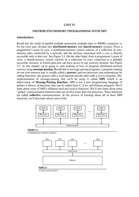 unit  mcap unit iv distributed memory programming  mpi introduction recall