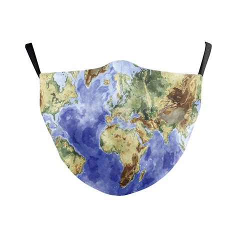 mondkapje gezichtsmasker met wereldkaart donkerblauw  reisboekwinkel de zwerver