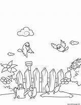 Coloring Pages Garden Birds Over Fly Printable Book Drawing Spring sketch template