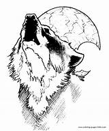 Wolf Coloring Pages Printable Wolves Color Moon Kids Animal Sheets Baby Print Adult Howling Adults Colouring Drawing Found Book Stencil sketch template