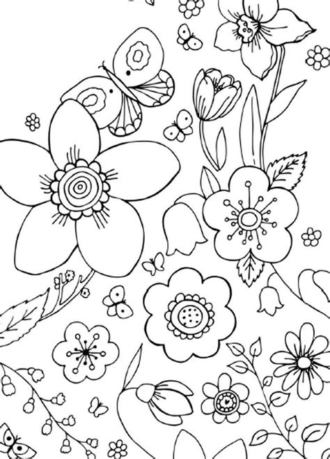 simple flower coloring pages  adults beautiful nails