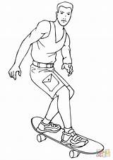 Coloring Skateboard Man Pages Riding Drawing Printable Skateboarding Games sketch template