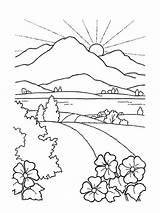 Clipart Hill Landscape Hills Rolling Library Coloring Nature Pages sketch template