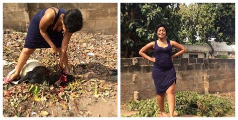 photo  pretty nigerian lady slaughtering  goat  christmas  viral sikoinfo