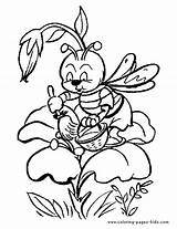 Bee Coloring Kids Pages Bees Painting Flower Animal Collected Some sketch template