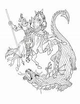Gheorghe Colorat Sfantul Planse Balaurul Acestuia Dragonul Lupta Oferim sketch template