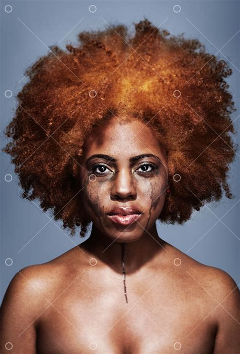 Portrait Of A Crying Woman With Make Up Running Down Her Face Image