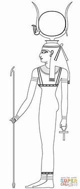 Egyptian Coloring Goddess Egypt Pages Hathor Ancient Color Printable God Drawing Kids Print Gods Epicness sketch template