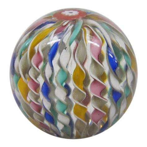 Murano Latticino Ribbon Glass Paperweight Glass Paperweights Murano