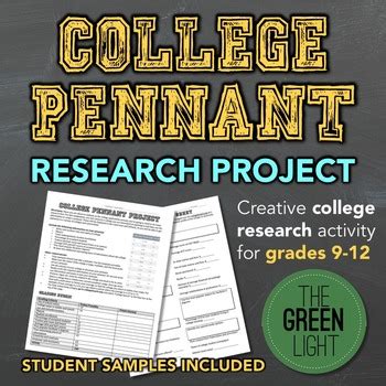 college research pennant project  worksheet   green light