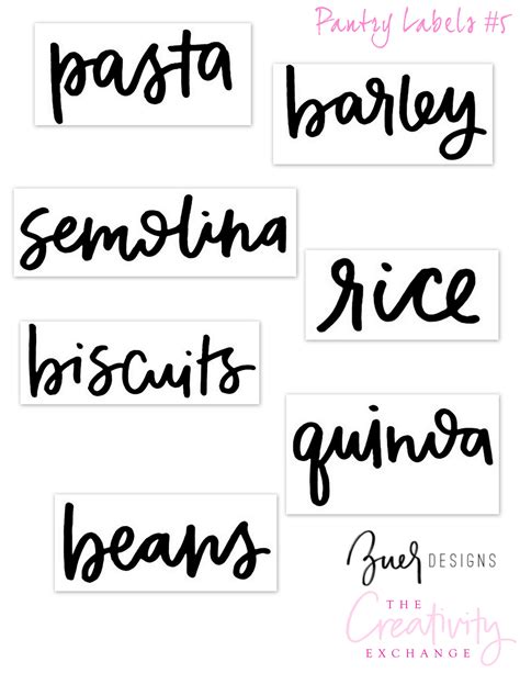 printable pantry labels hand lettered  zuer designs print  clear sticker paper